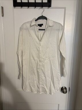 Marciano White Long-Sleeve Mini Shirt Dress